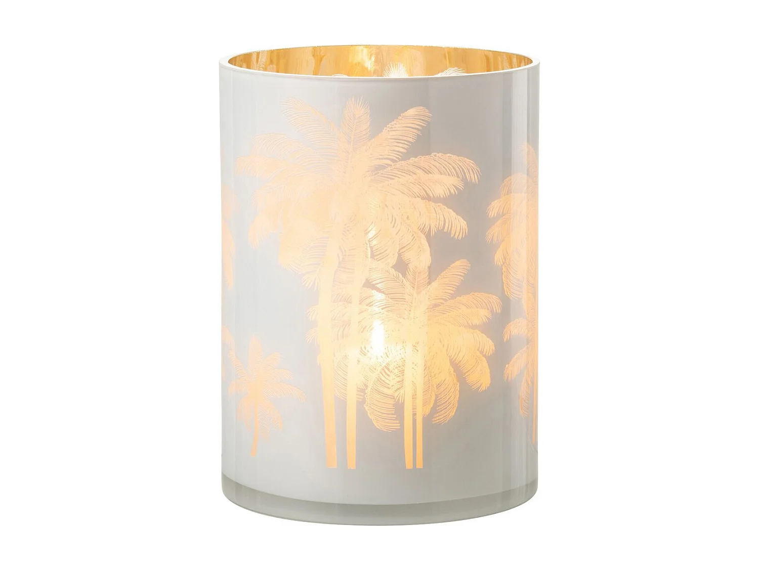 Photophore Design "Palmier" 24cm Bleu & Or