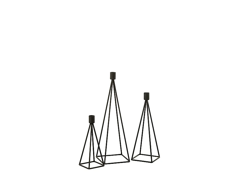 Lot de 3 Chandeliers Design "Désiré" 38cm Noir