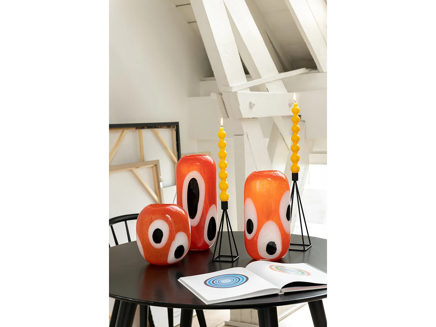 Lot de 3 Chandeliers Design "Désiré" 38cm Noir