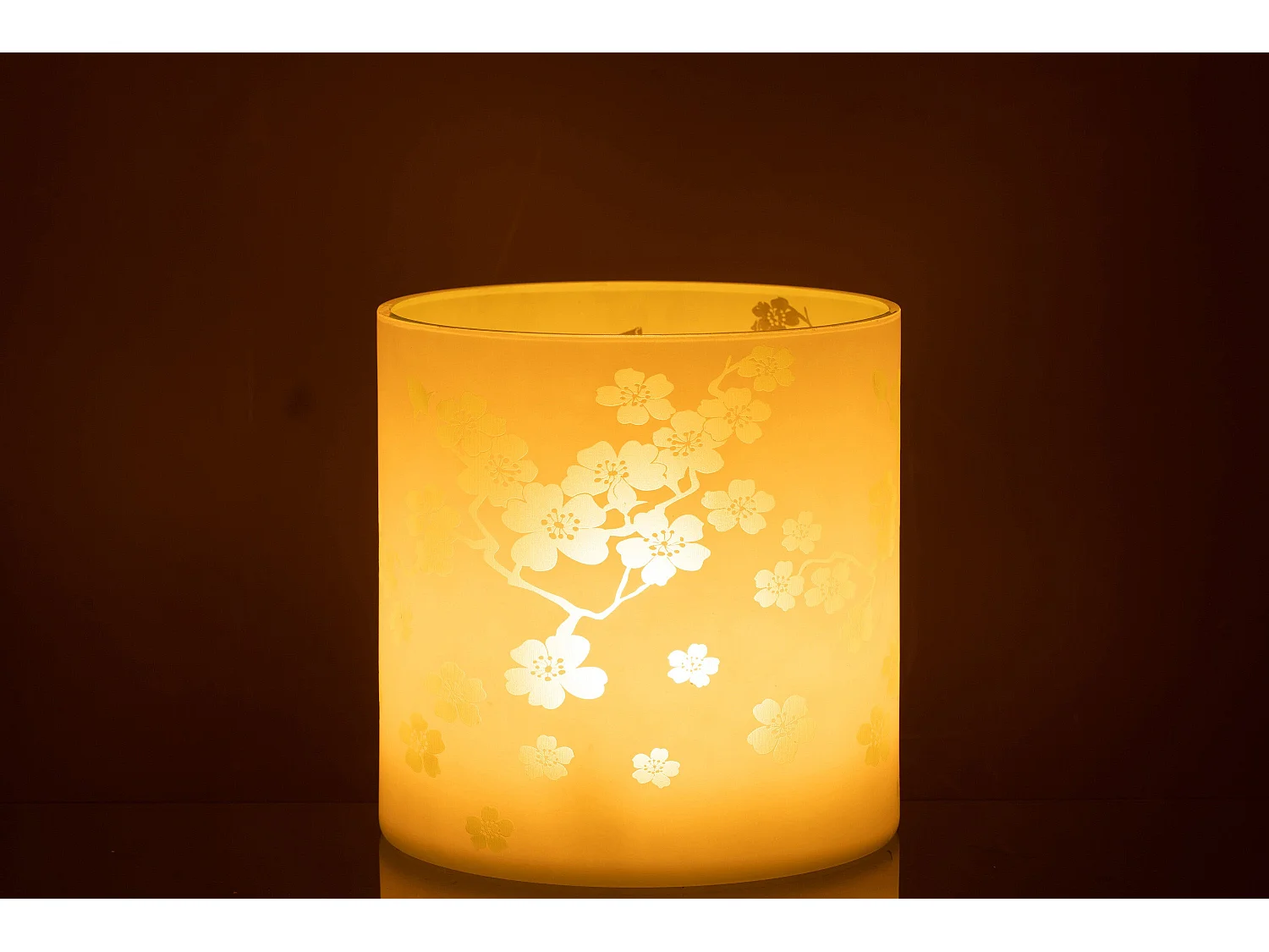 Photophore Design en Verre "Fleurs" 24cm Vert