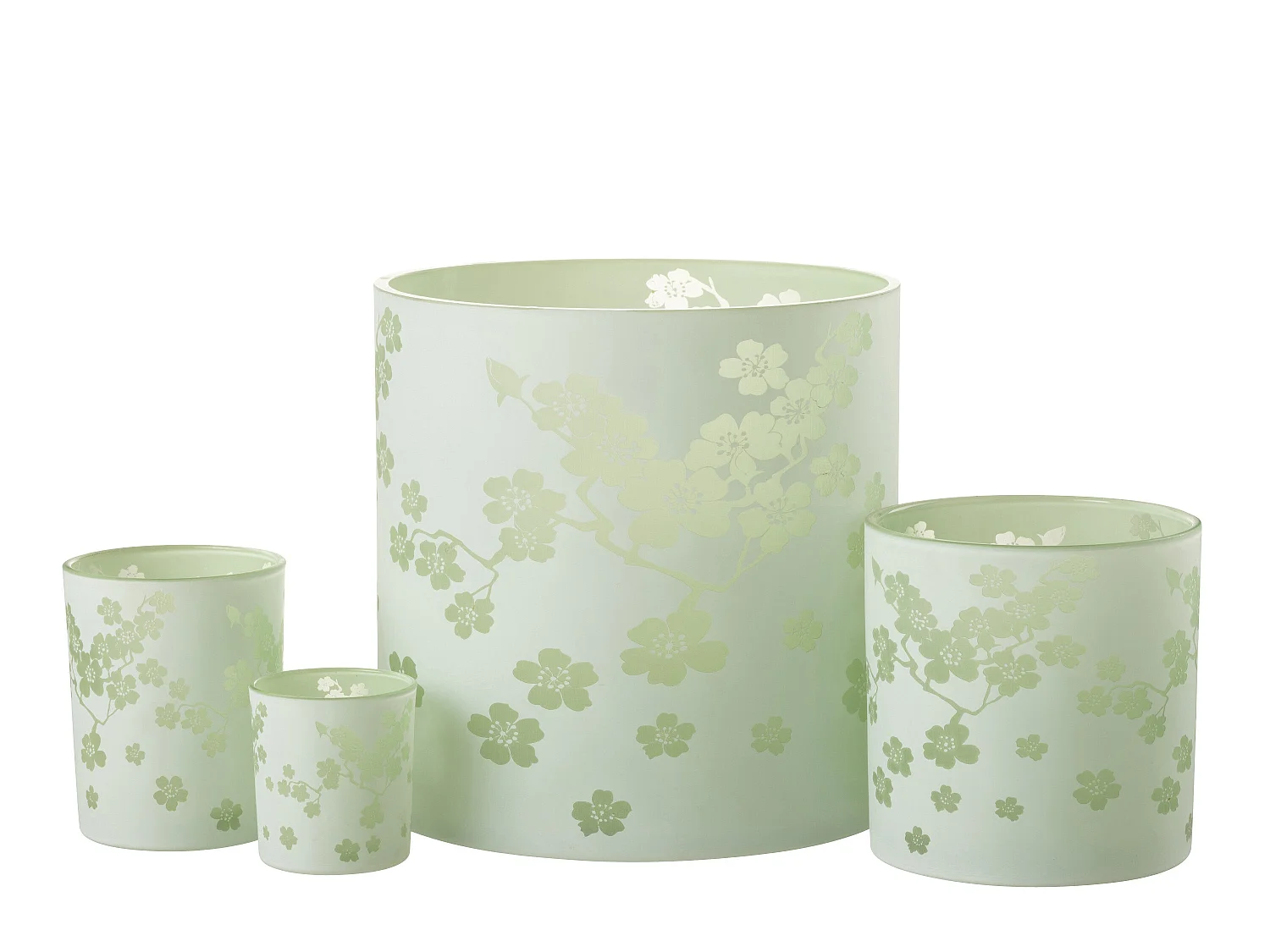 Photophore Design en Verre "Fleurs" 24cm Vert