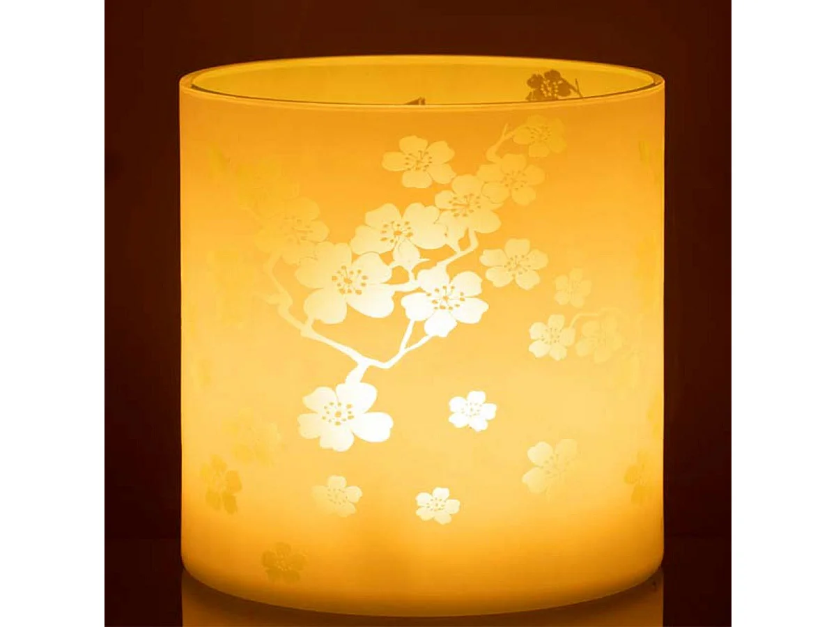 Photophore Design en Verre "Fleurs" 24cm Vert