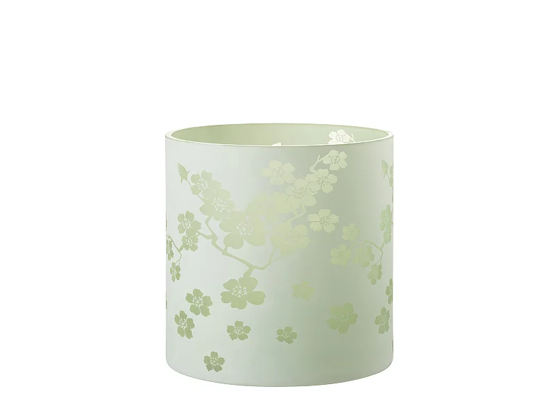 Photophore Design en Verre "Fleurs" 24cm Vert