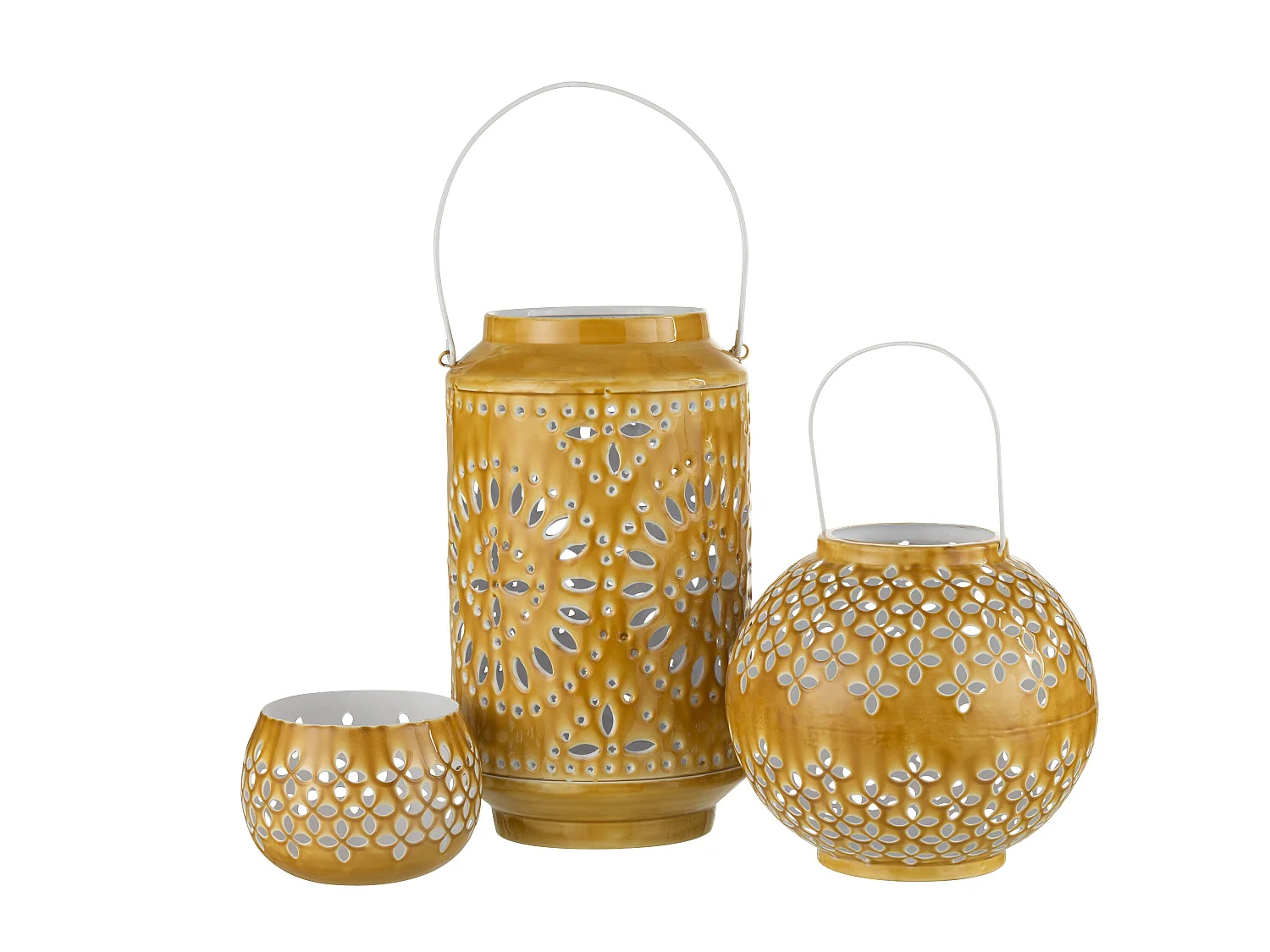 Lanterne Cylindrique Métal "Sévilla" 45cm Ocre