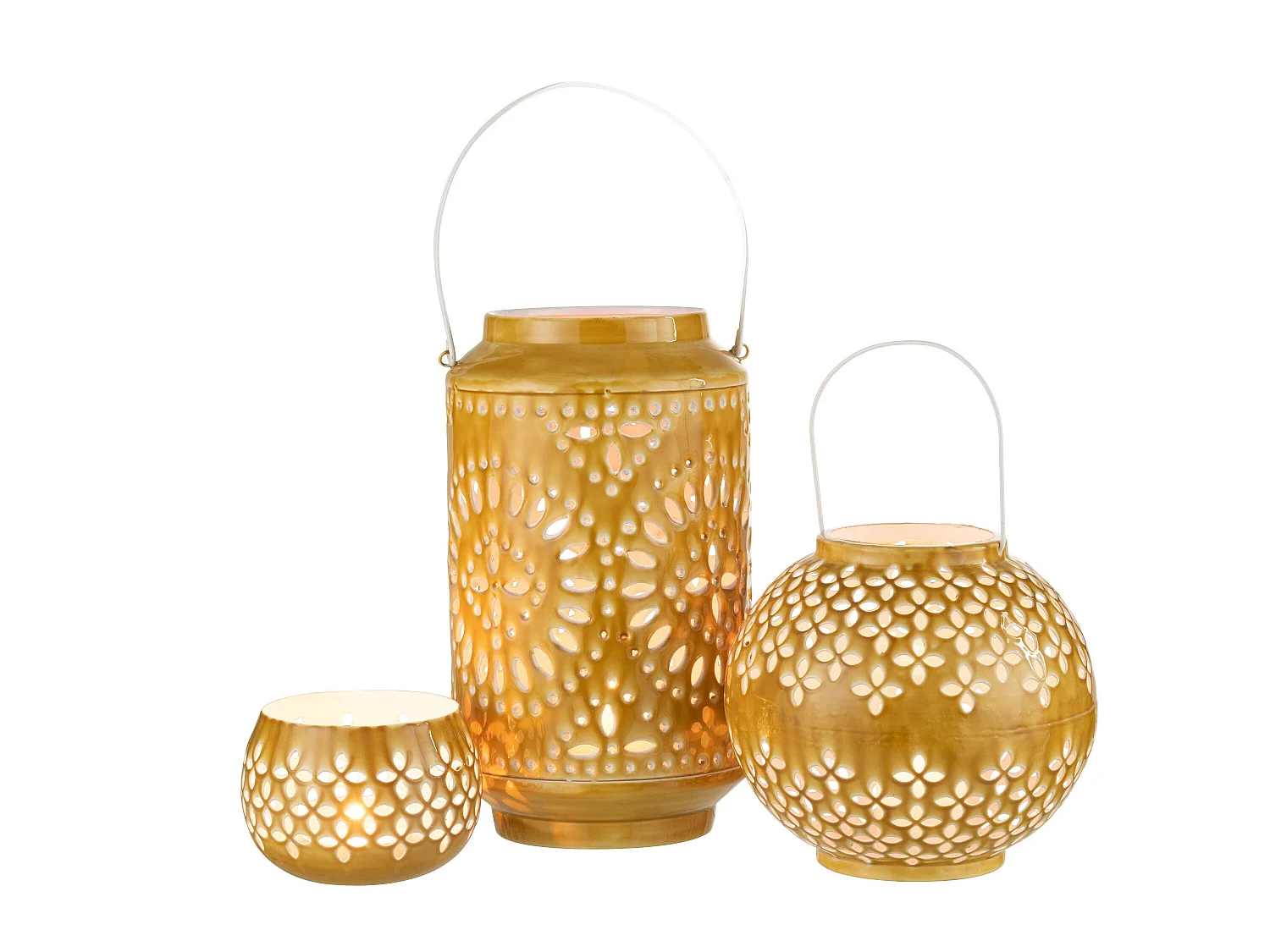 Lanterne Cylindrique Métal "Sévilla" 45cm Ocre