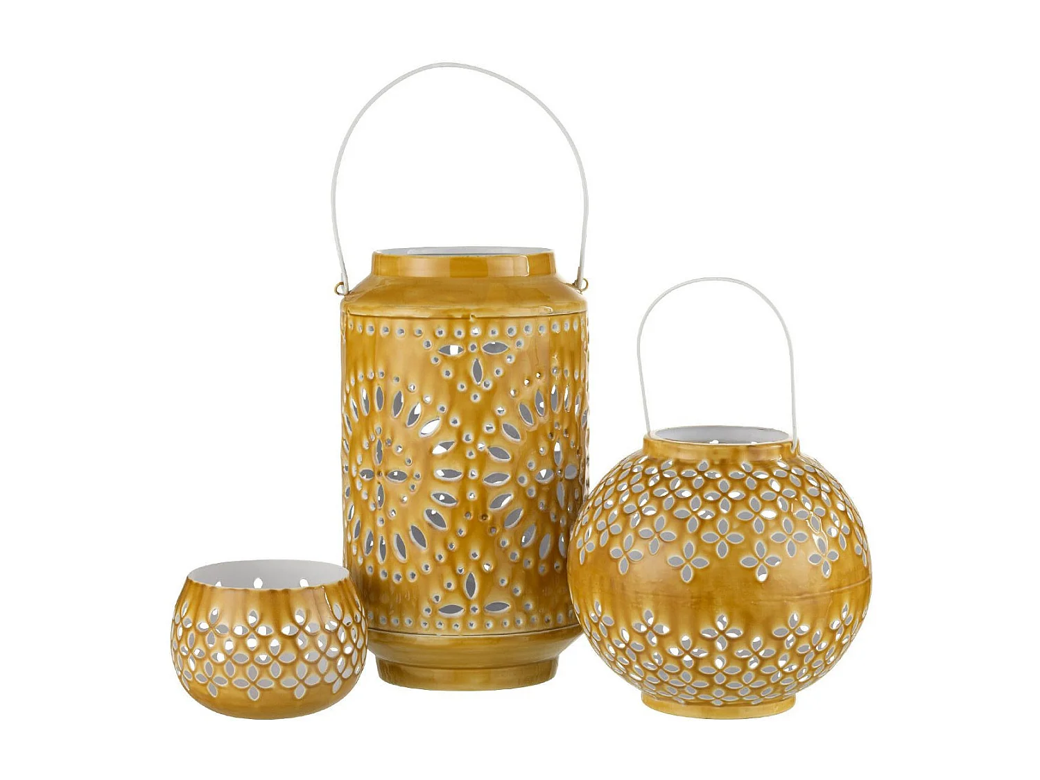 Lanterne Cylindrique Métal "Sévilla" 45cm Ocre