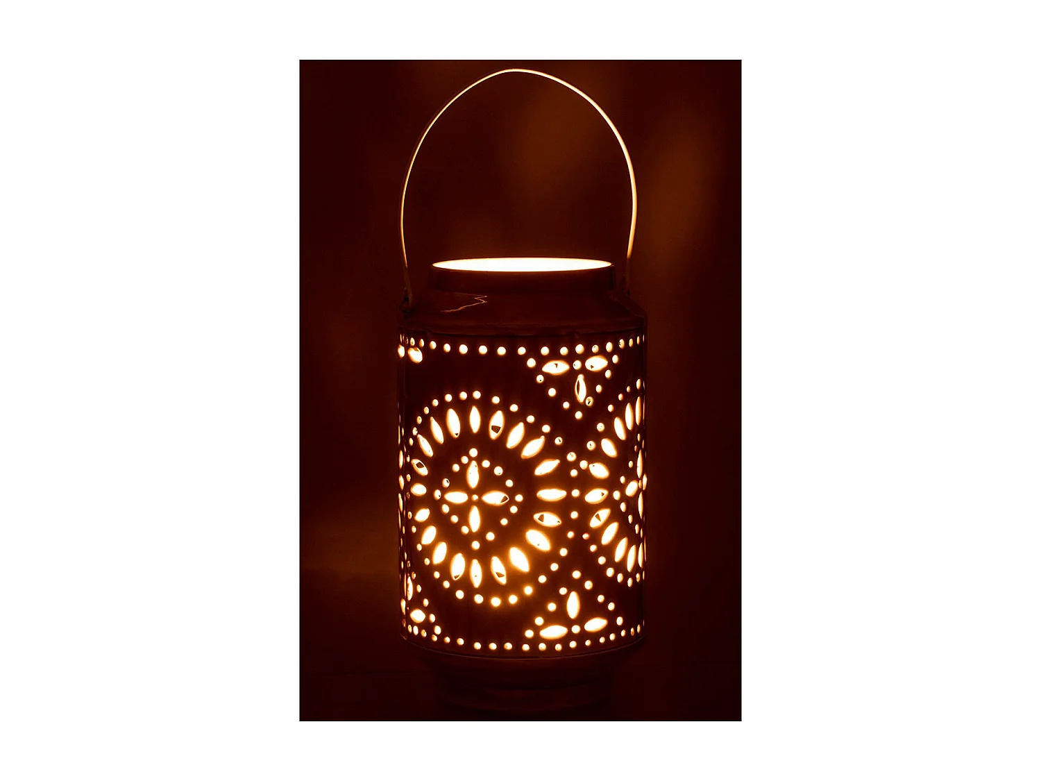 Lanterne Cylindrique Métal "Sévilla" 45cm Ocre