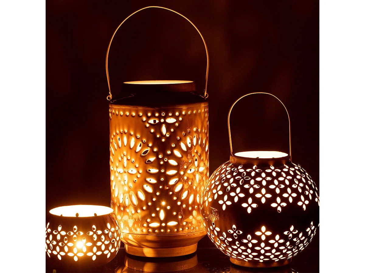 Lanterne Cylindrique Métal "Sévilla" 45cm Ocre