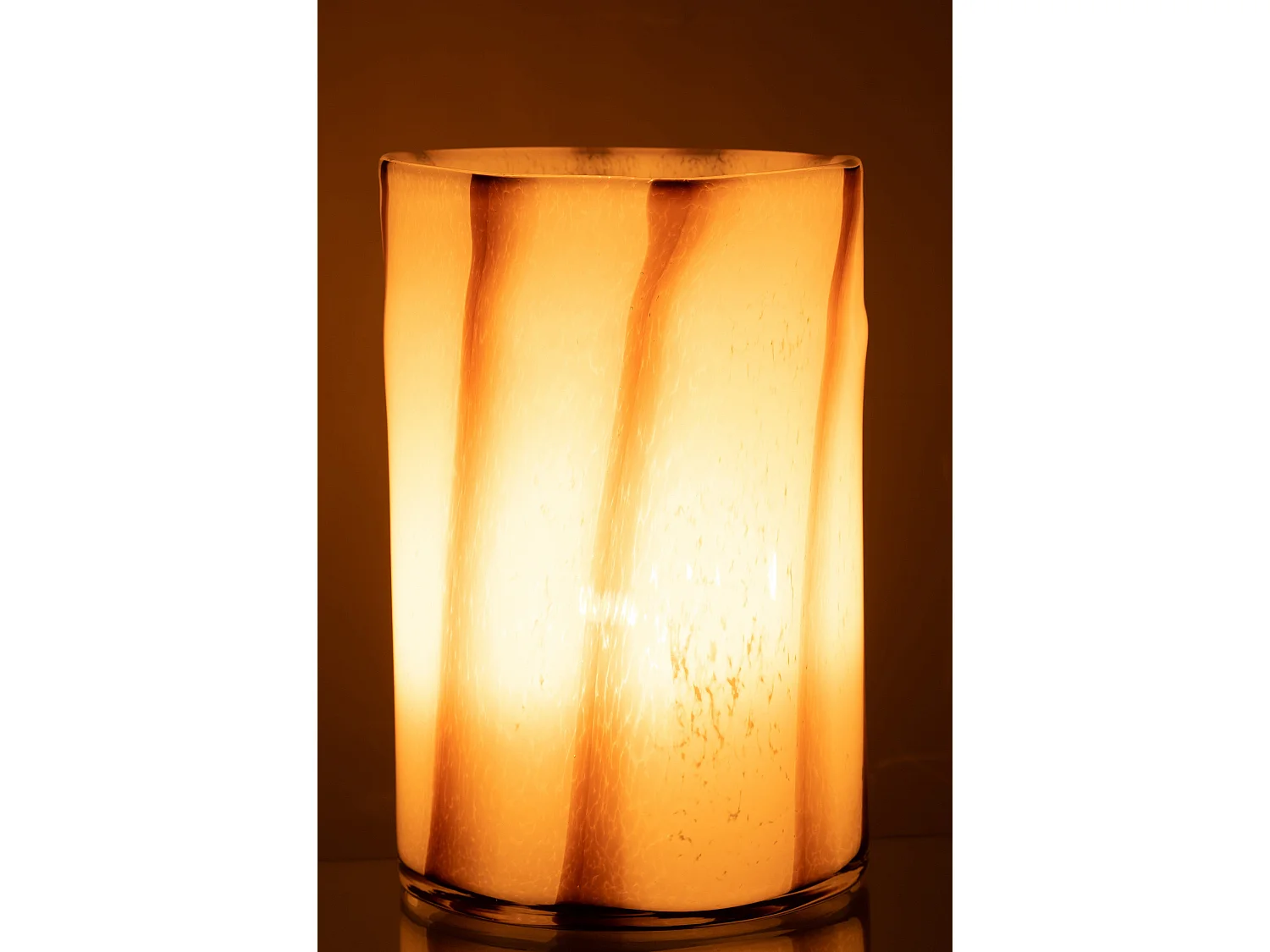 Photophore Design en Verre "Safaria" 20cm Blanc