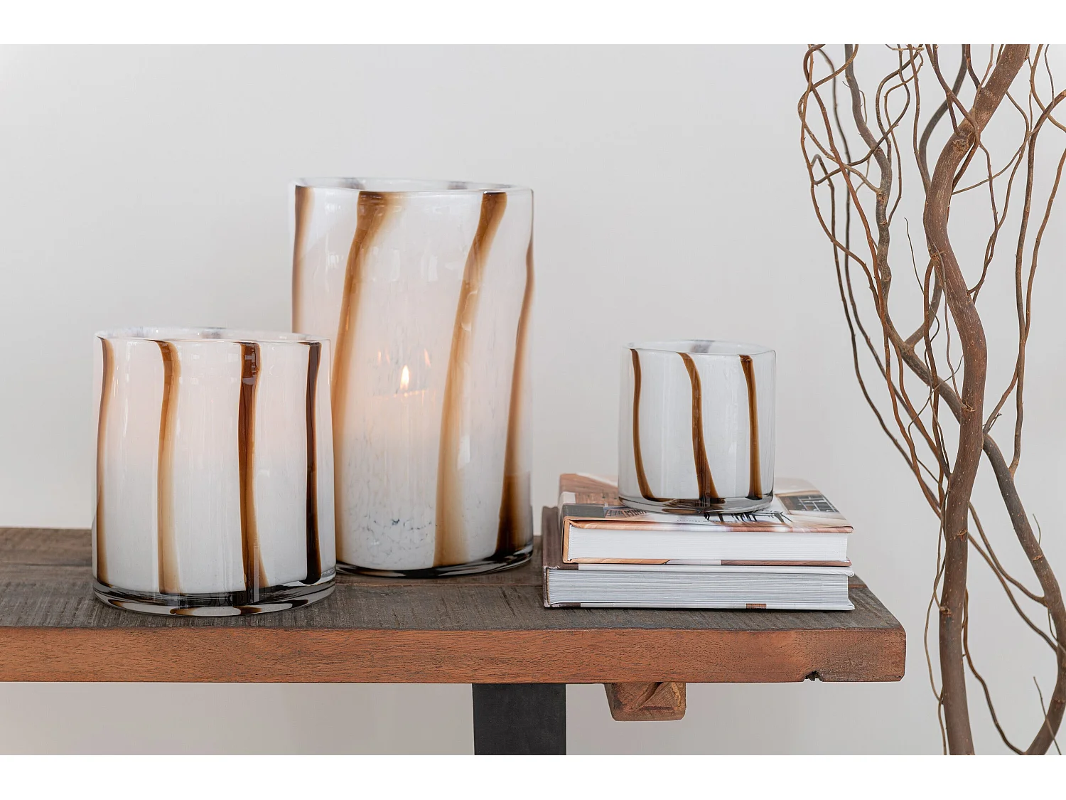 Photophore Design en Verre "Safaria" 20cm Blanc