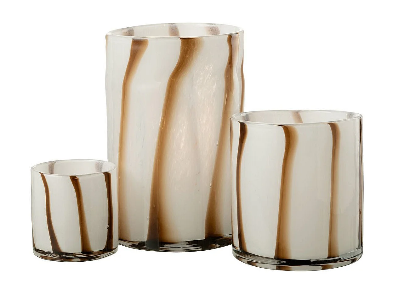 Photophore Design en Verre "Safaria" 20cm Blanc