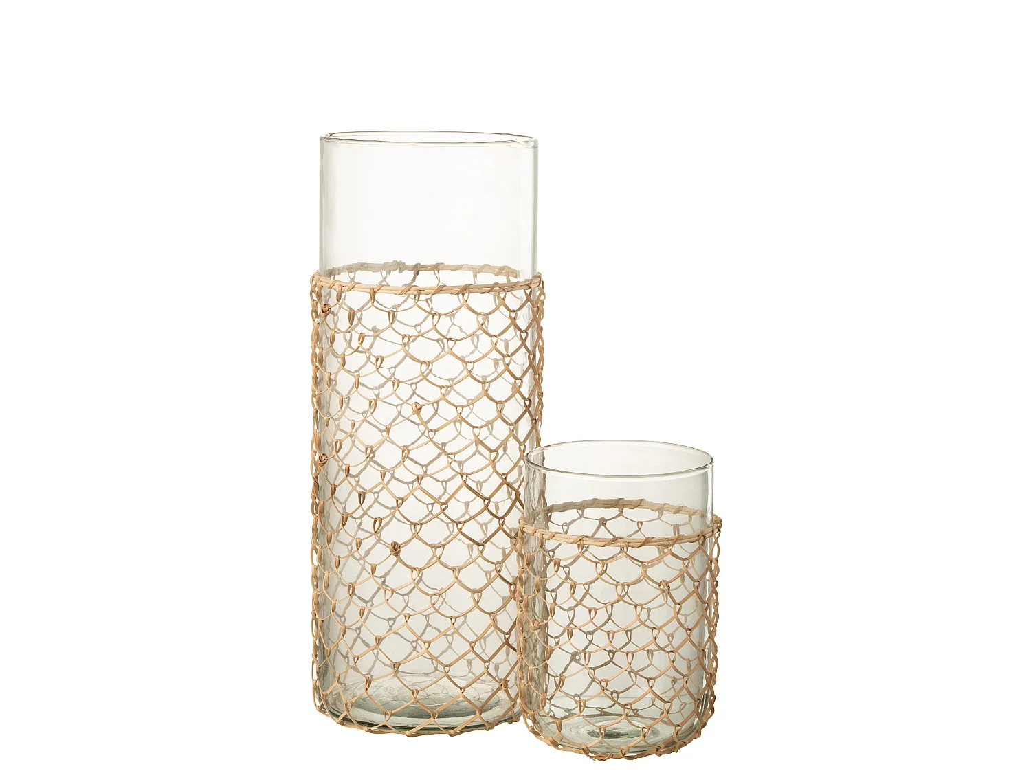 Vase Design "Tricot" 42cm Transparent & Naturel