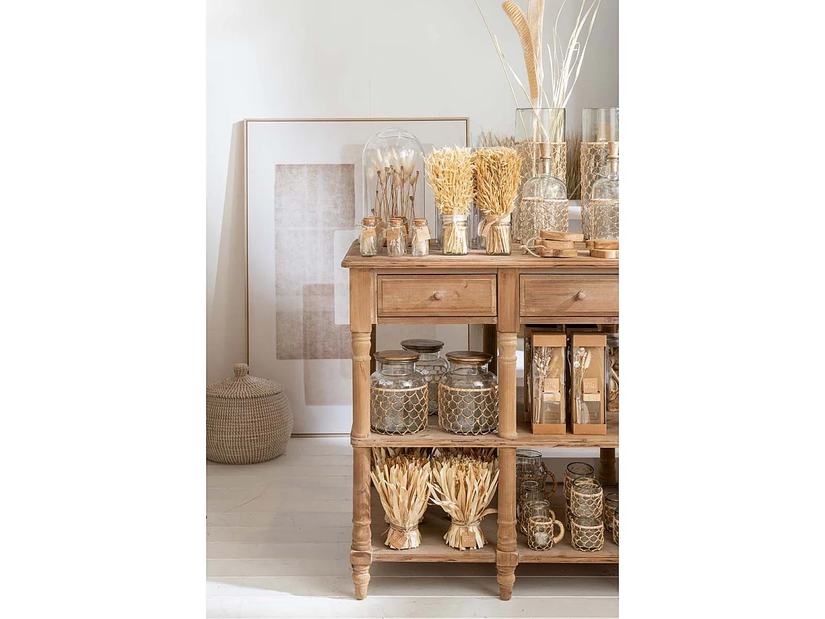 Vase Design "Tricot" 42cm Transparent & Naturel