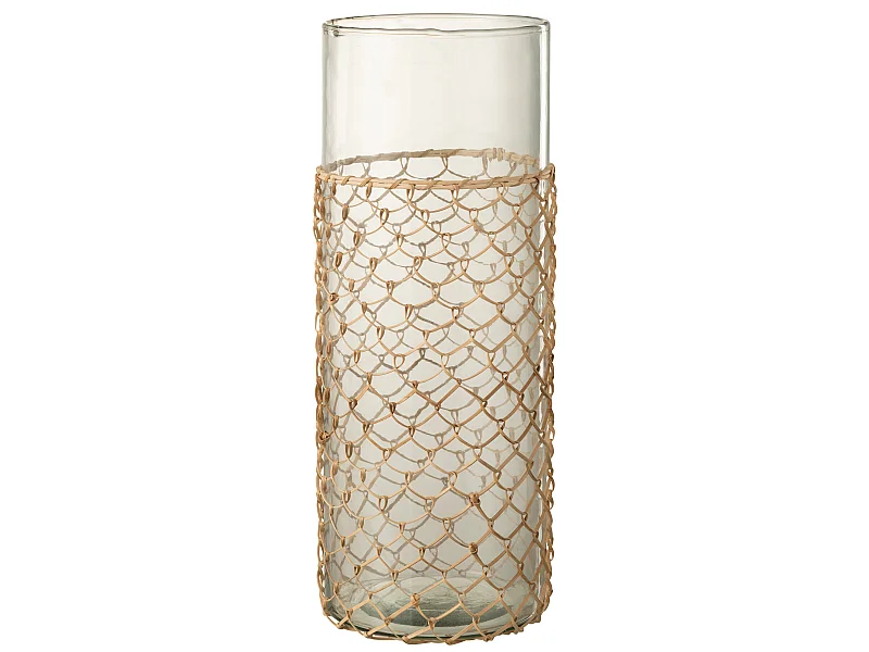 Vase Design "Tricot" 42cm Transparent & Naturel