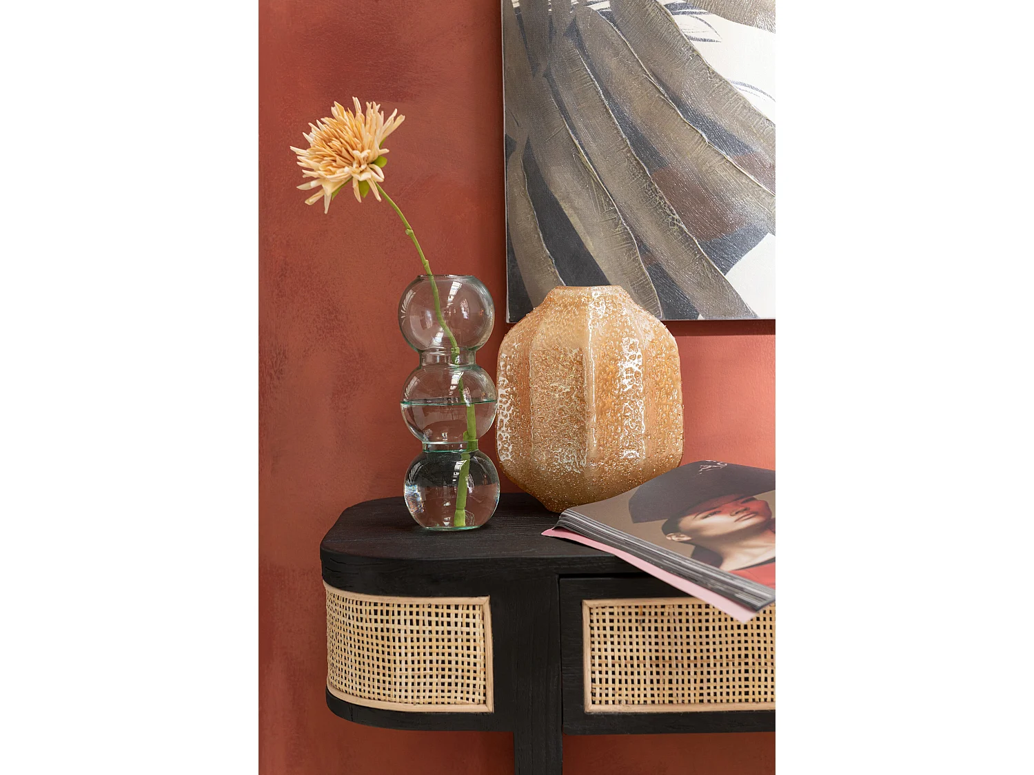 Vase Design en Verre "Corail" 21cm Orange