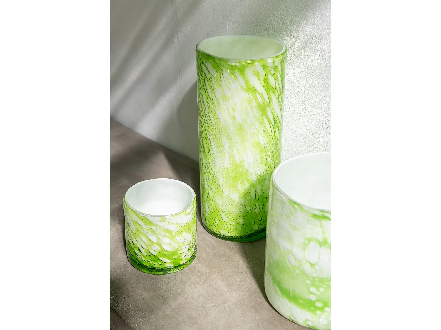 Photophore en Verre "Marbre" 18cm Vert