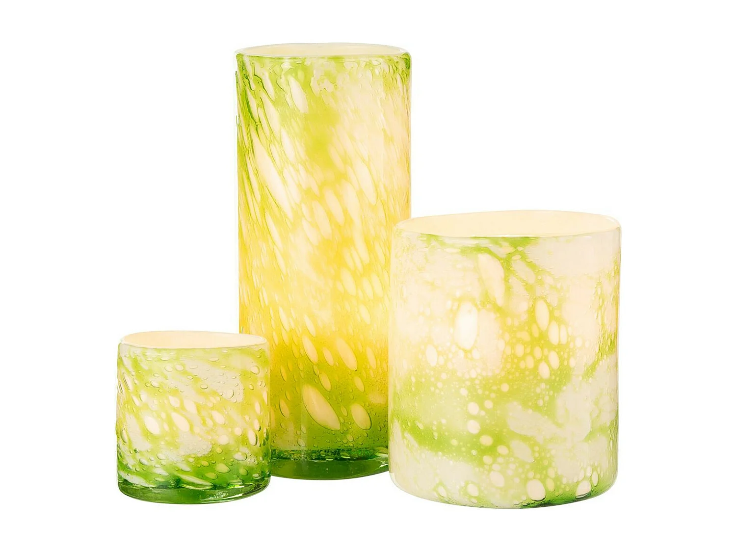 Photophore en Verre "Marbre" 18cm Vert