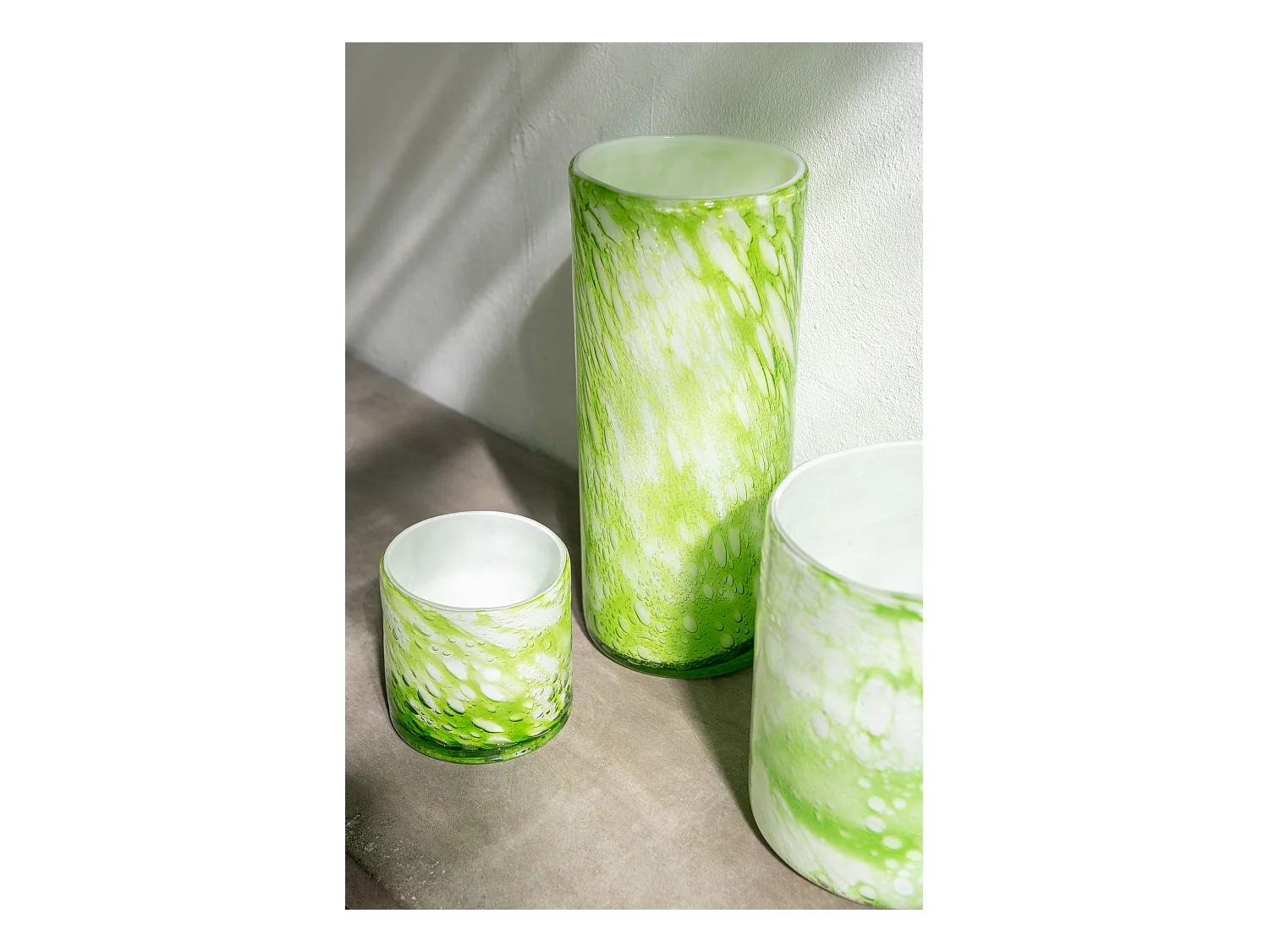 Photophore en Verre "Marbre" 27cm Vert