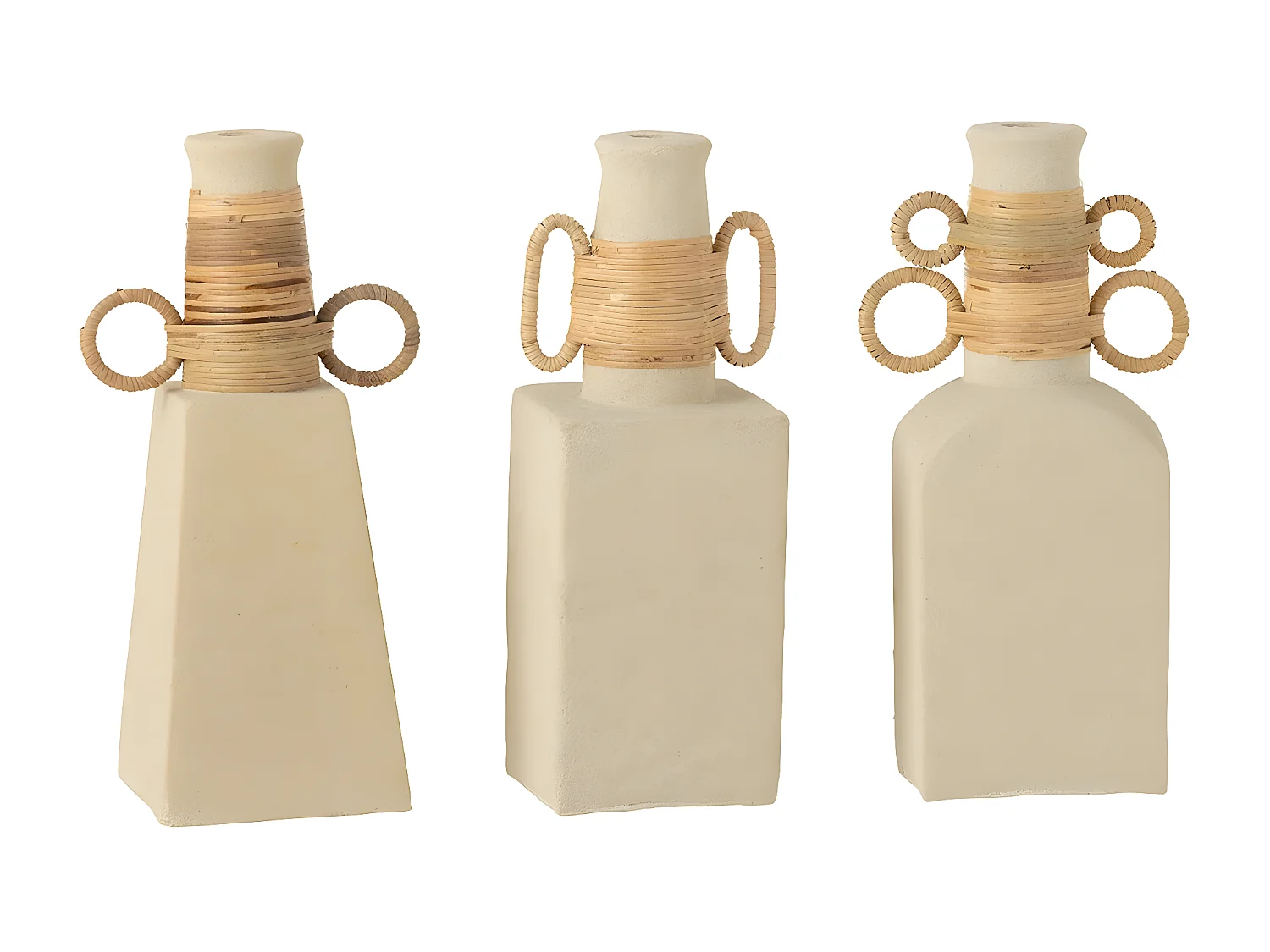 Vase Déco Anneaux Ronds "Céline" 29cm Beige