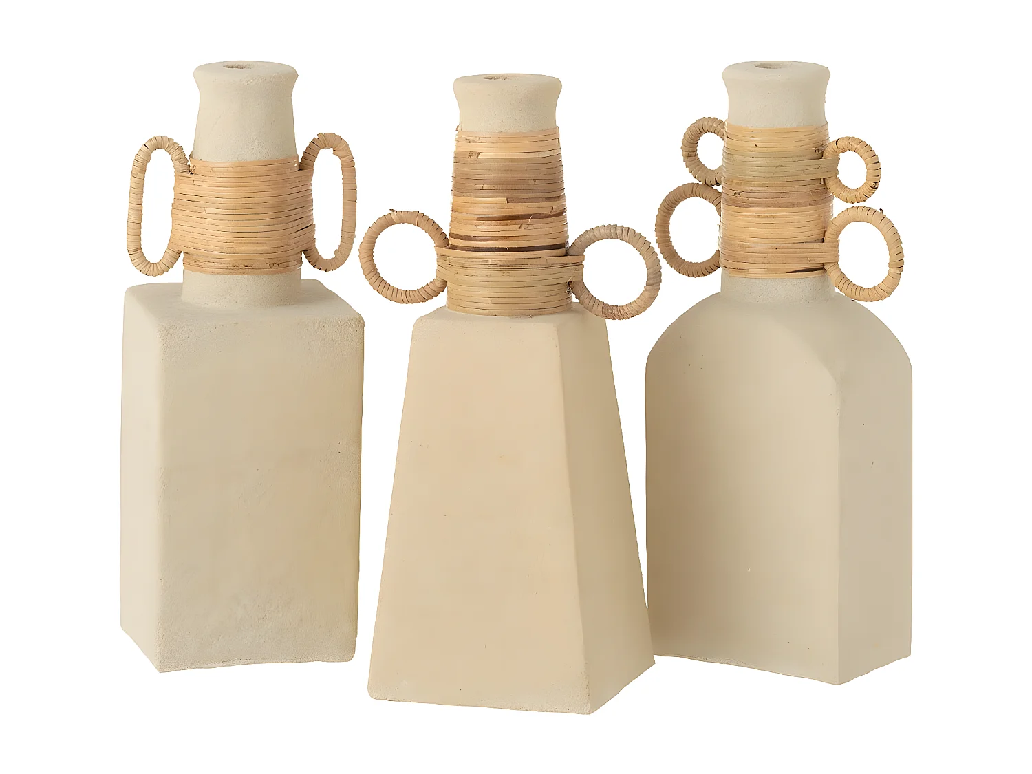 Vase Déco Anneaux Ronds "Céline" 29cm Beige