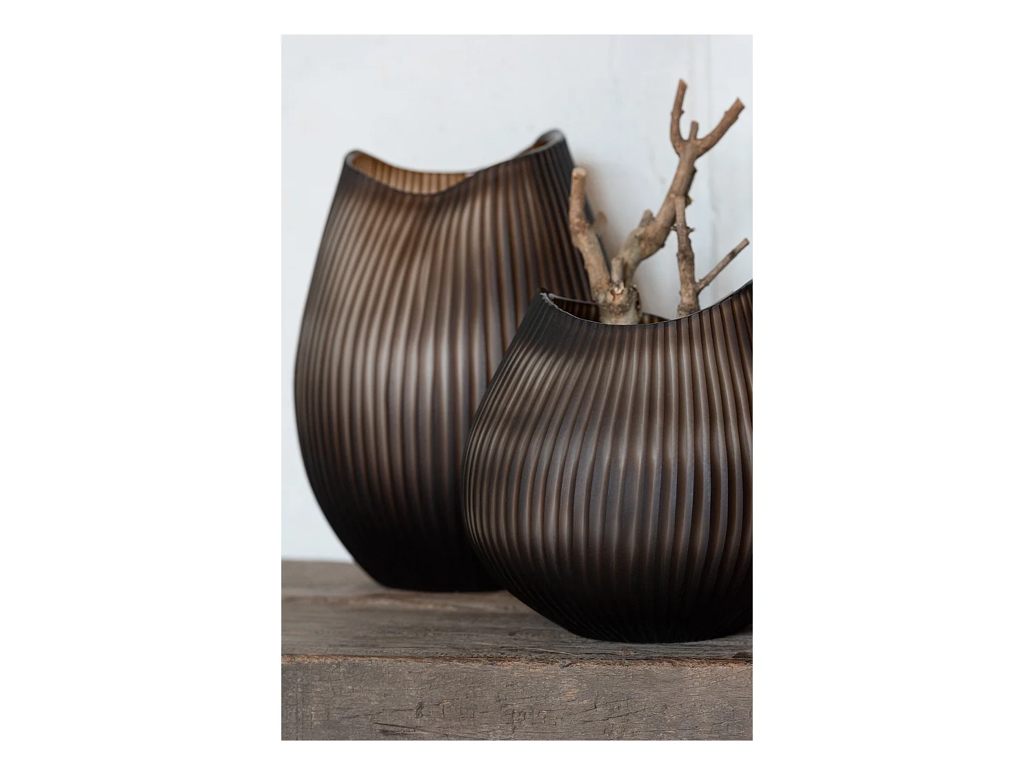 Vase Design Ligne "Octave" 31cm Marron