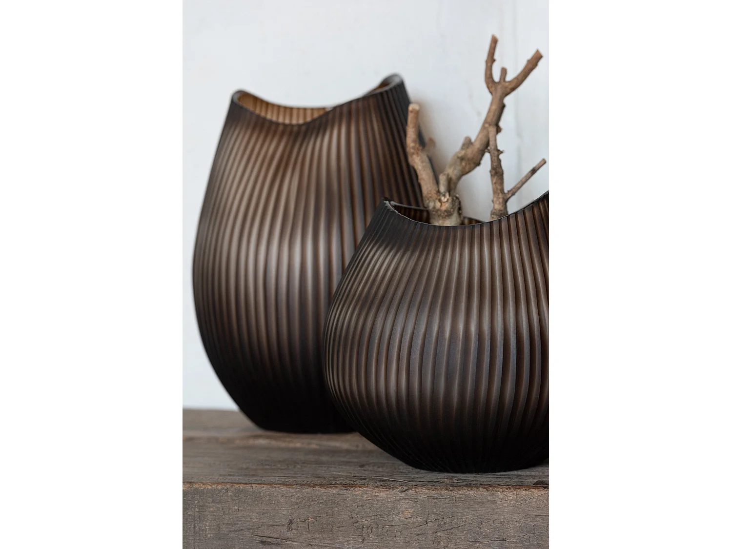 Vase Design Ligne "Octave" 31cm Marron