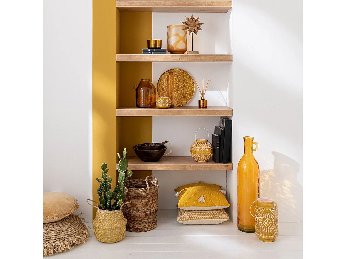 Vase Anse en Verre "Bouteille" 75cm Ocre