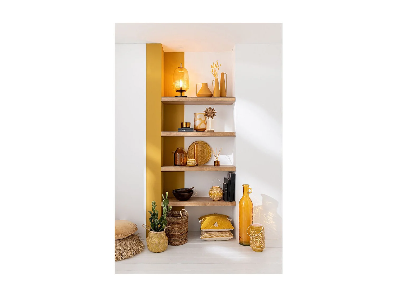 Vase Anse en Verre "Bouteille" 75cm Ocre