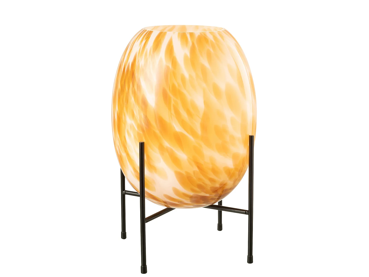 Vase sur Pied Design "Taches" 37cm Blanc & Ocre