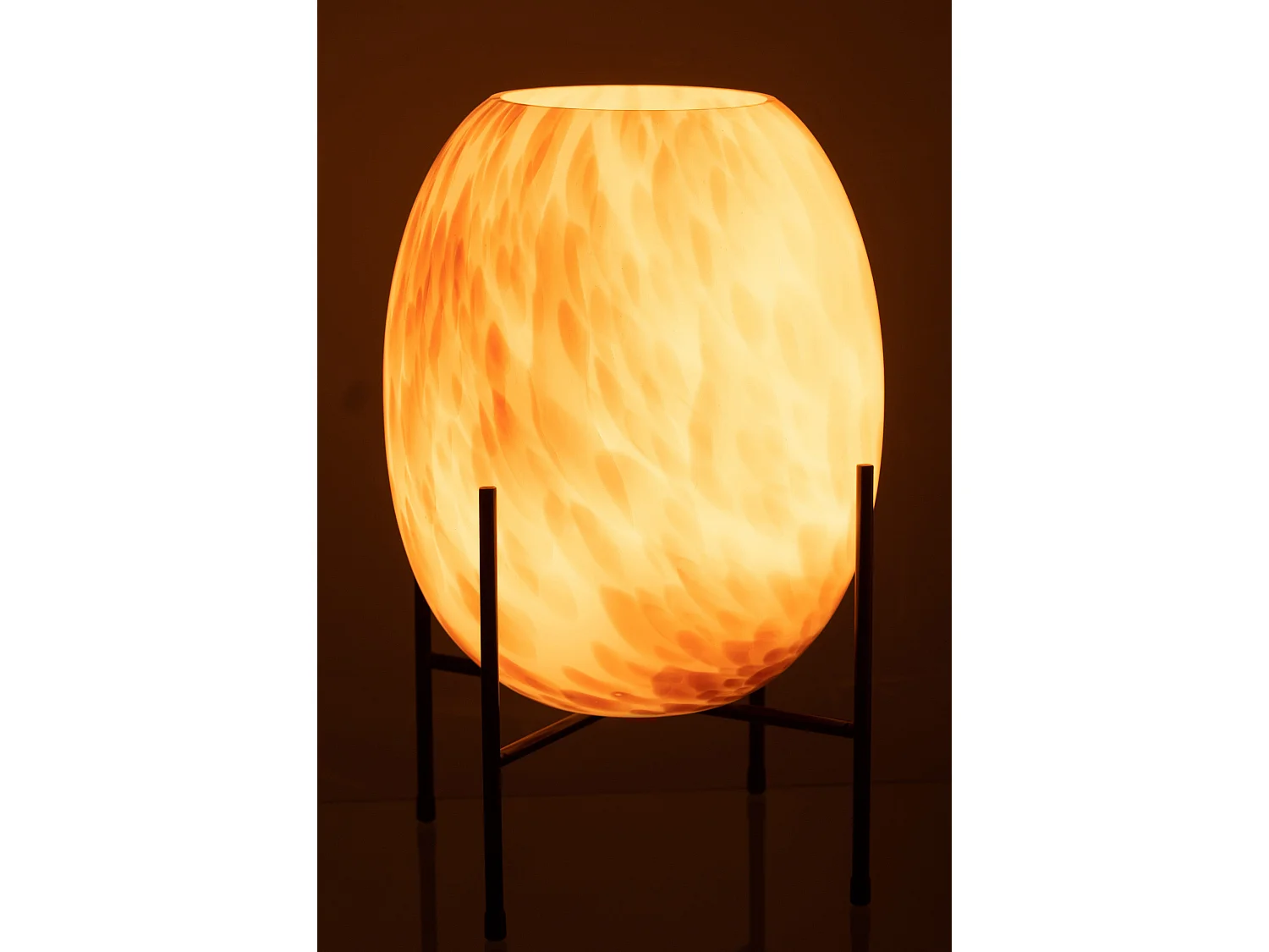 Vase sur Pied Design "Taches" 37cm Blanc & Ocre