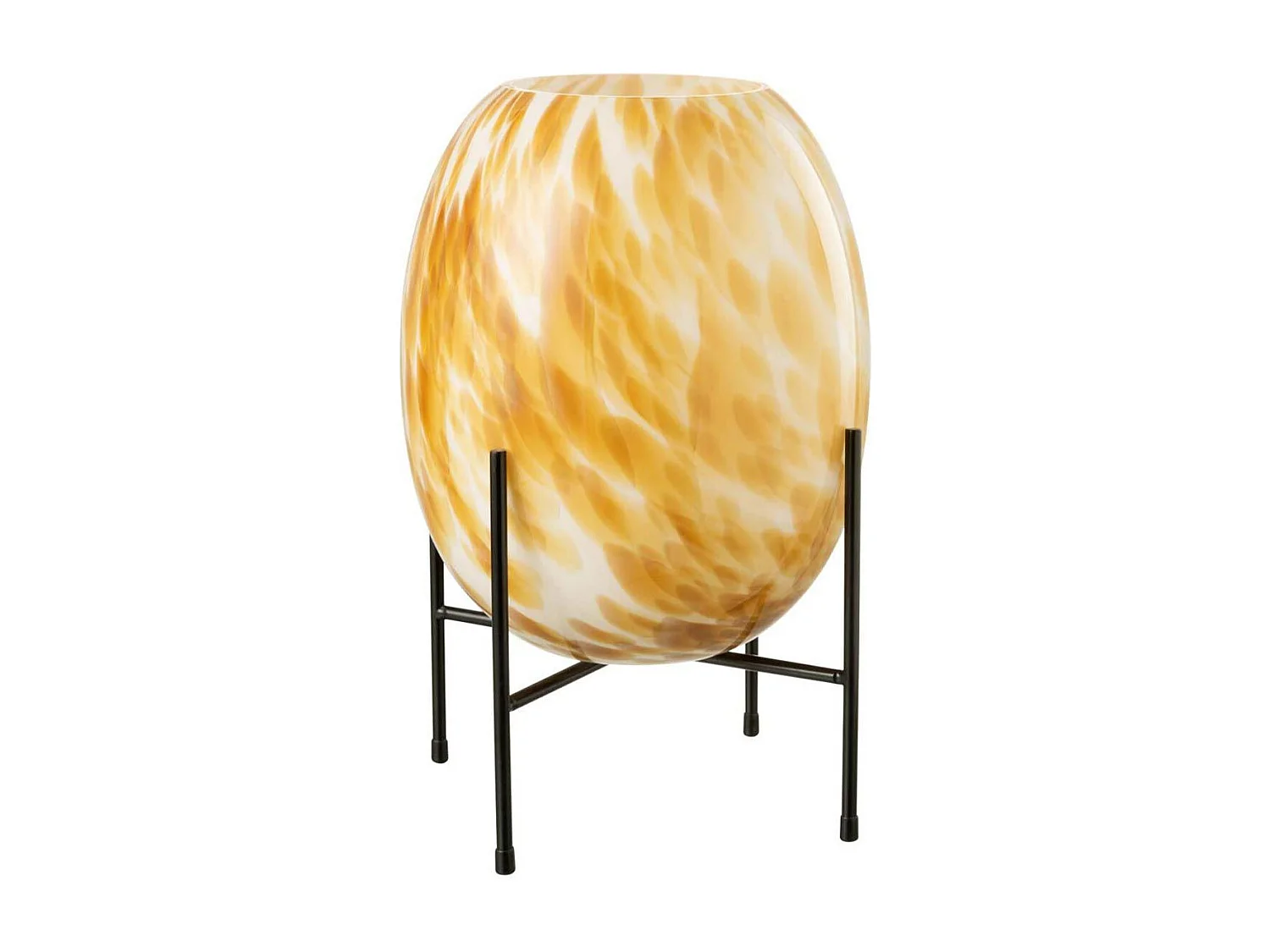 Vase sur Pied Design "Taches" 37cm Blanc & Ocre