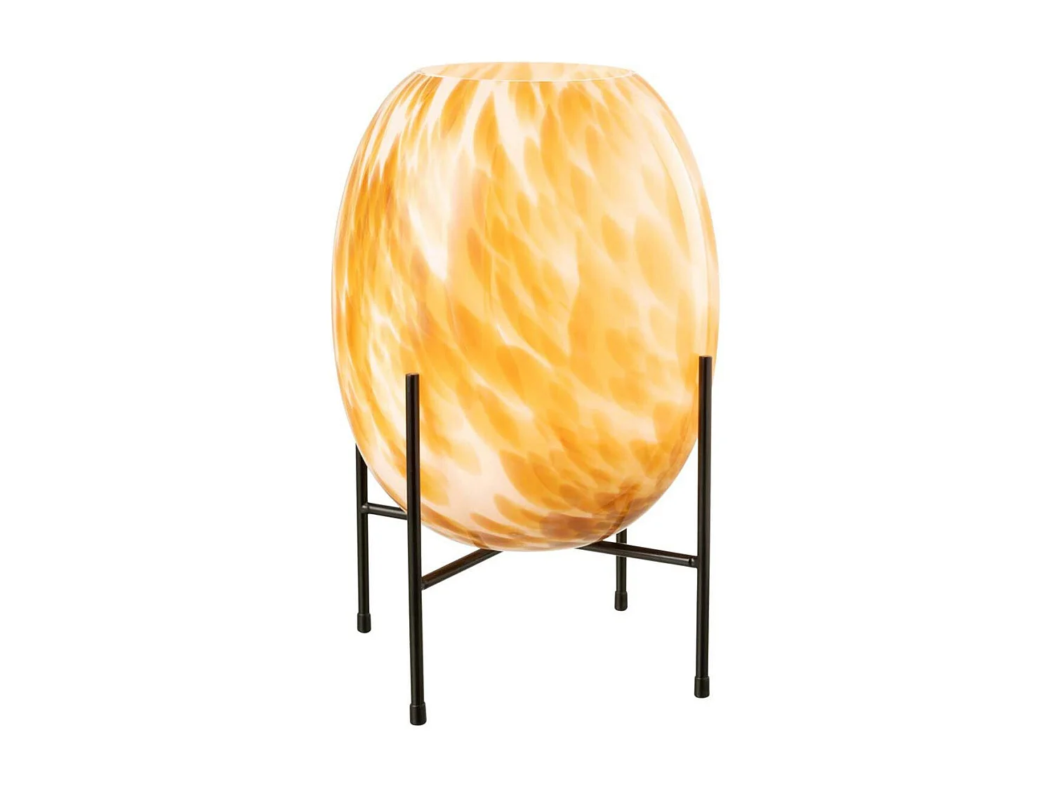 Vase sur Pied Design "Taches" 37cm Blanc & Ocre