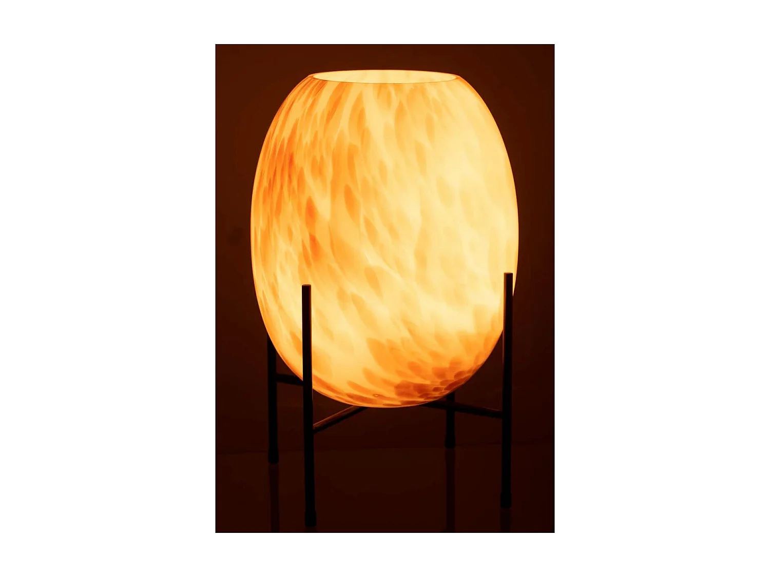 Vase sur Pied Design "Taches" 37cm Blanc & Ocre