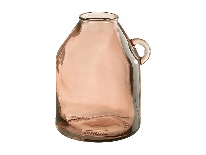 Vase Anse en Verre "Bouteille" 25cm Rose