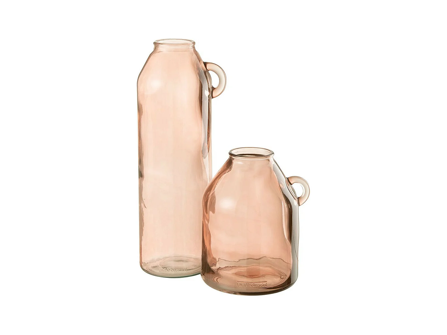 Vase Anse en Verre "Bouteille" 25cm Rose