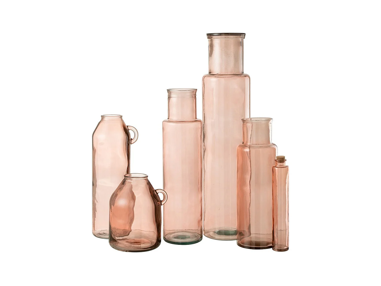 Vase Anse en Verre "Bouteille" 25cm Rose