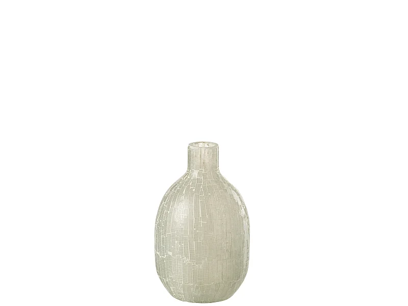 Vase Design en Verre "Mosaïque" 27cm Gris Clair