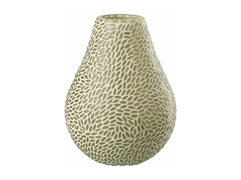 Vase Mosaïque en Verre "Mira" 22cm Blanc & Vert
