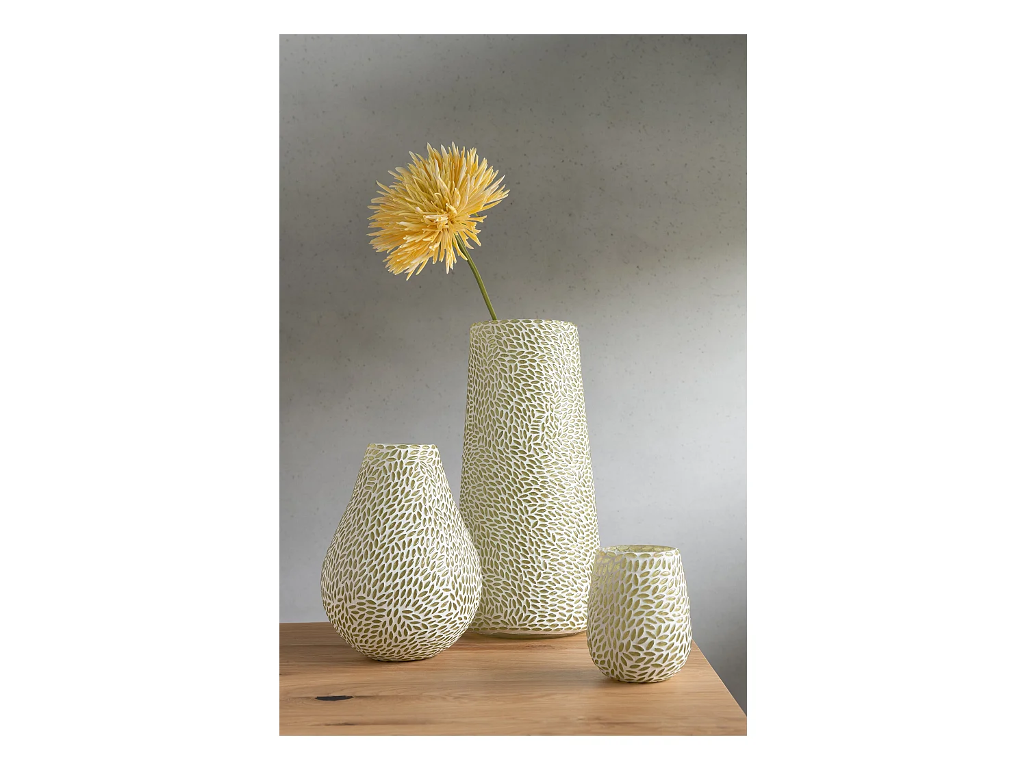 Vase Mosaïque en Verre "Mira" 22cm Blanc & Vert