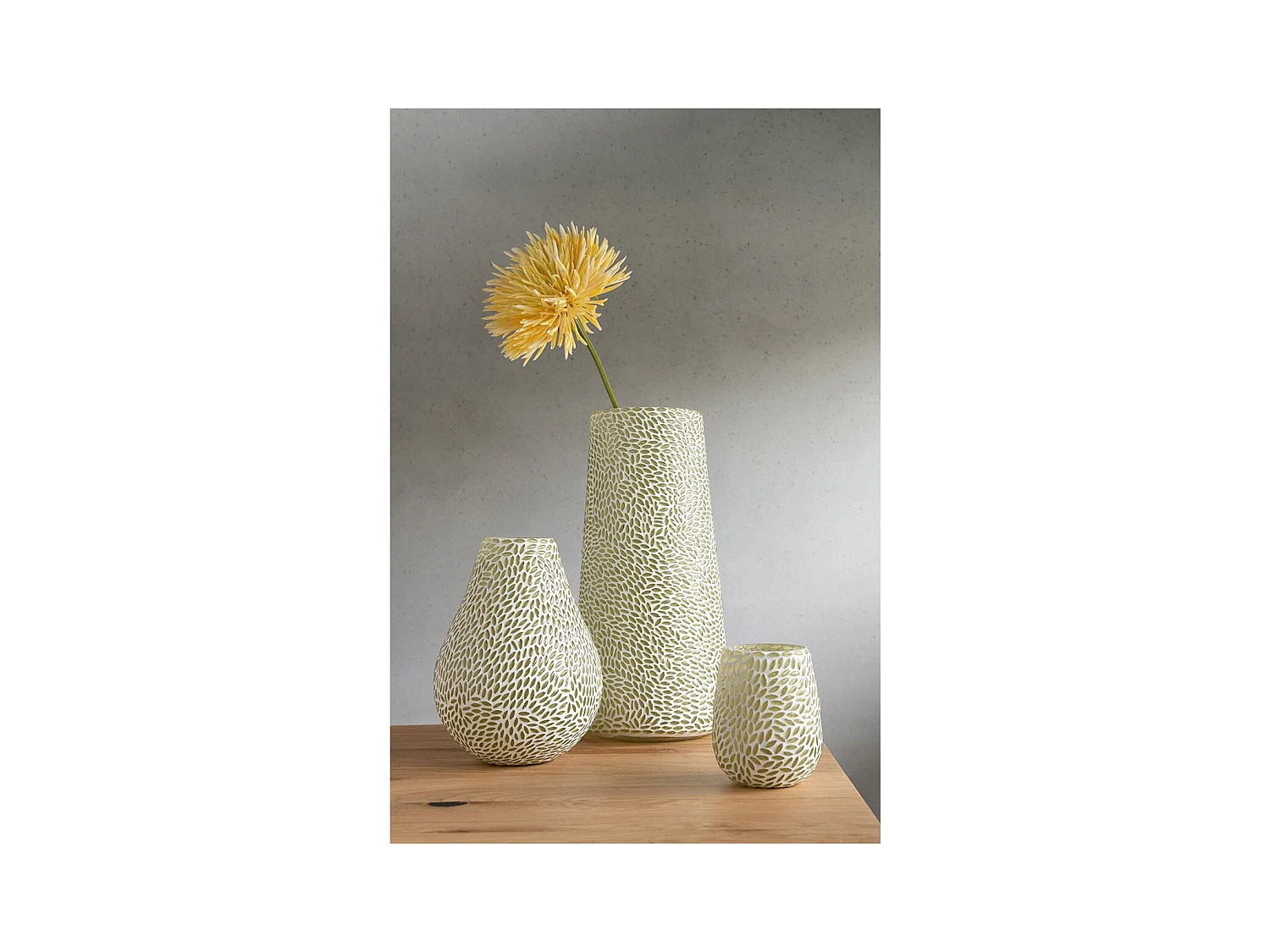 Vase Mosaïque en Verre "Mira" 22cm Blanc & Vert