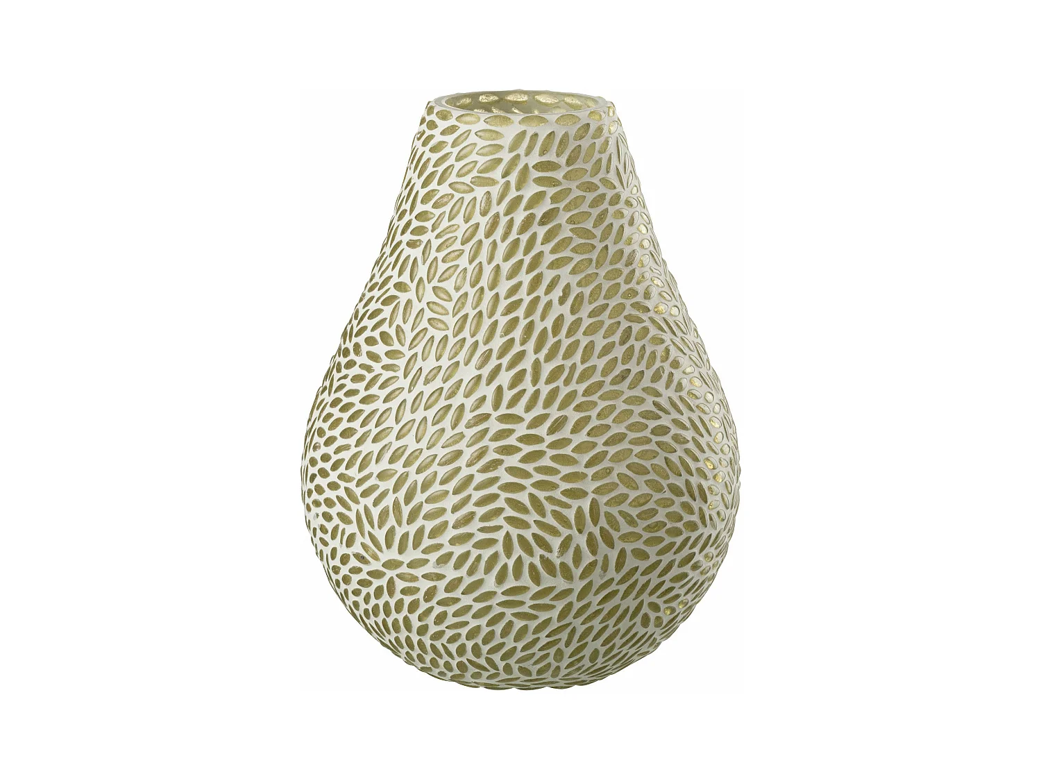 Vase Mosaïque en Verre "Mira" 22cm Blanc & Vert