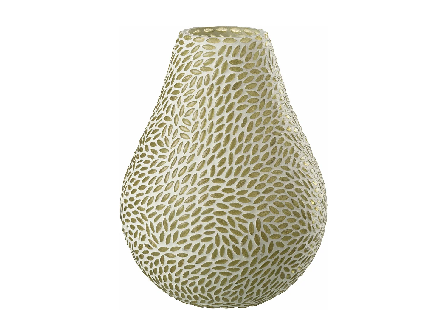 Vase Mosaïque en Verre "Mira" 22cm Blanc & Vert