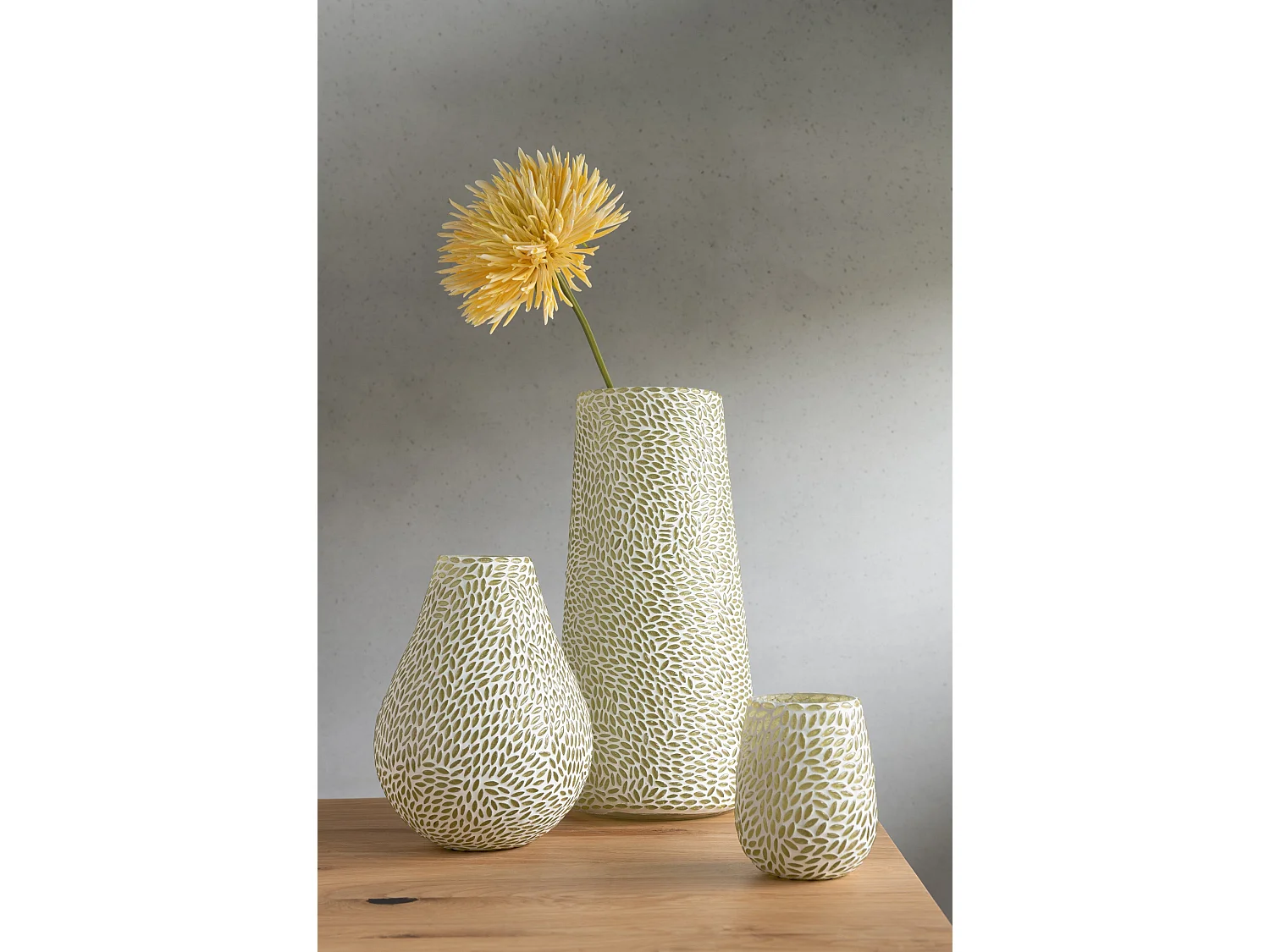 Vase Mosaïque en Verre "Mira" 22cm Blanc & Vert