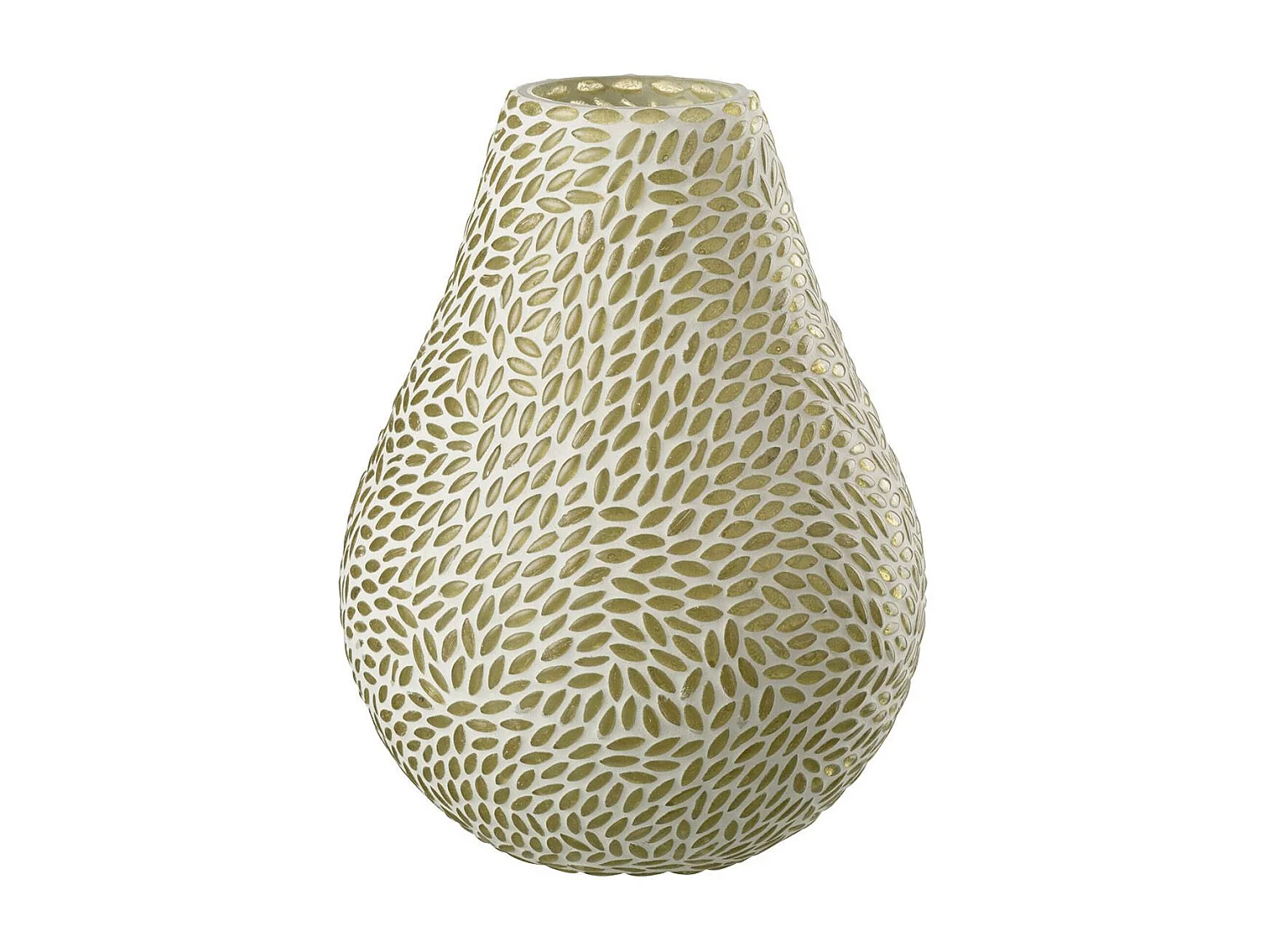 Vase Mosaïque en Verre "Mira" 22cm Blanc & Vert