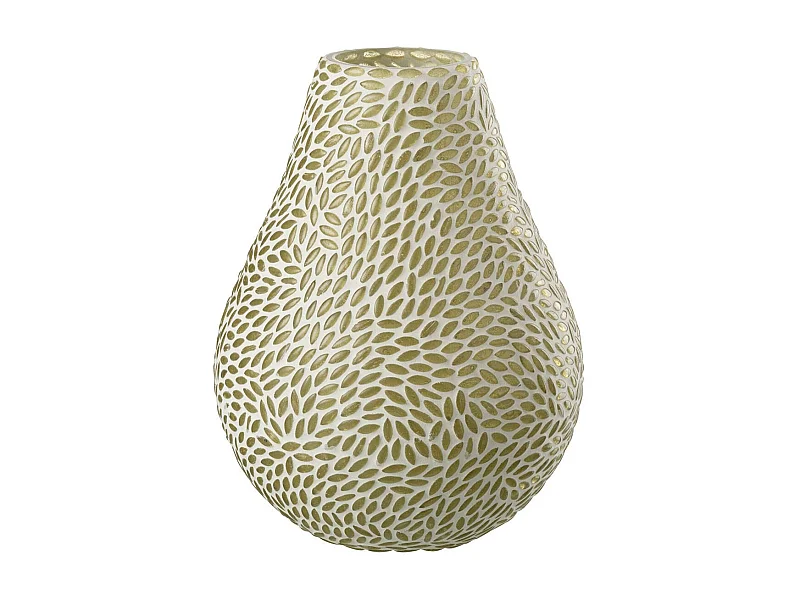Vase Mosaïque en Verre "Mira" 22cm Blanc & Vert