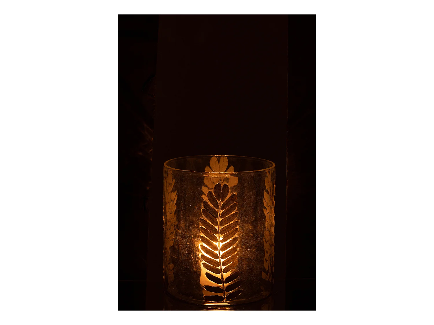 Photophore Rond Design "Feuille" 22cm Or