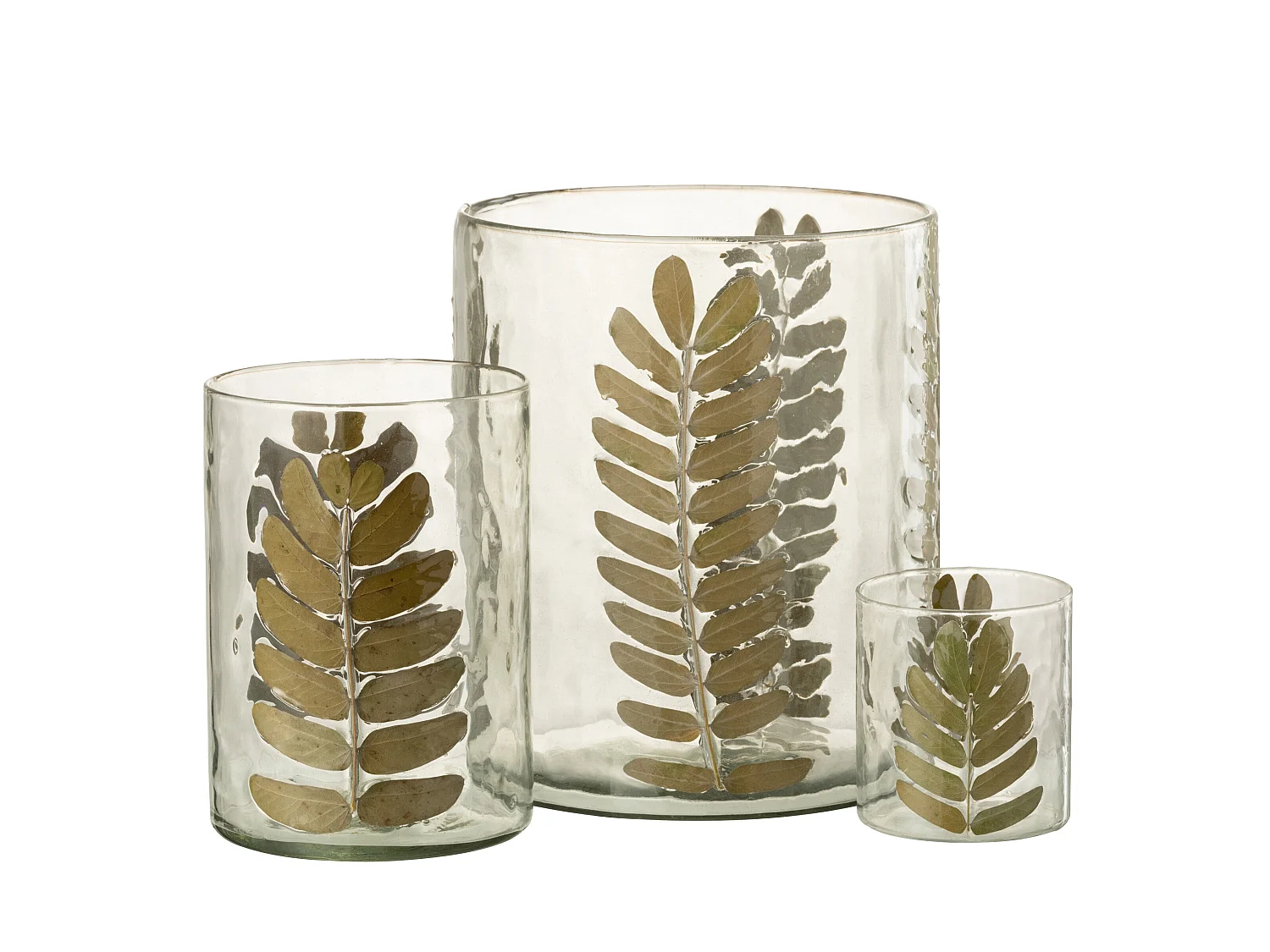 Photophore Rond Design "Feuille" 22cm Or