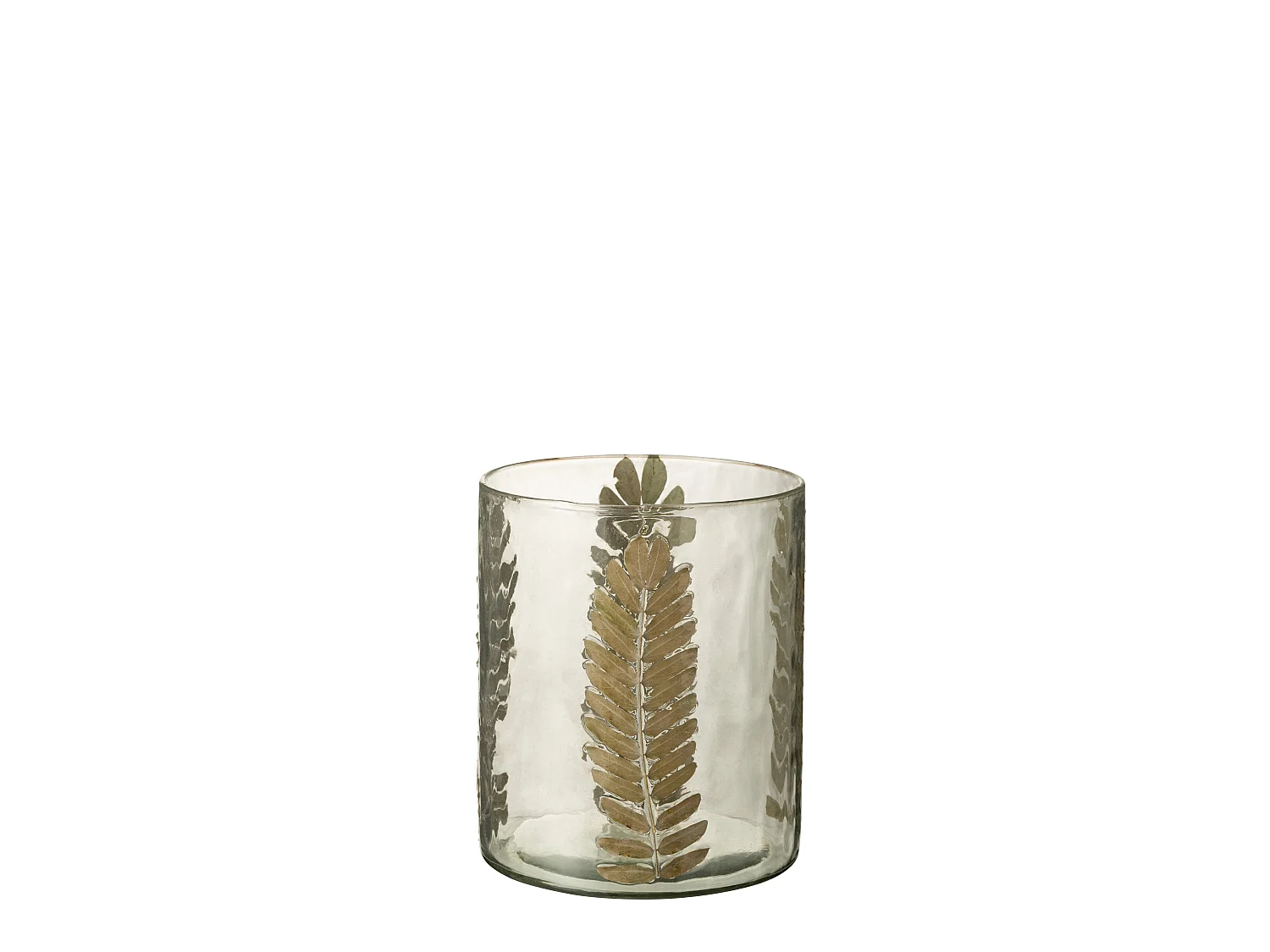 Photophore Rond Design "Feuille" 22cm Or