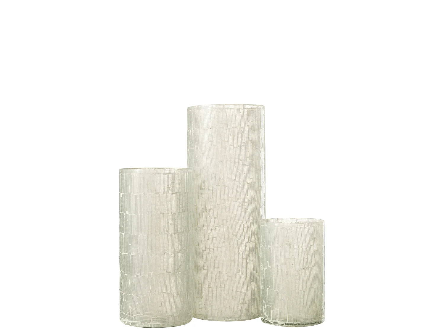 Vase Design en Verre "Mosaïque" 43cm Gris Clair