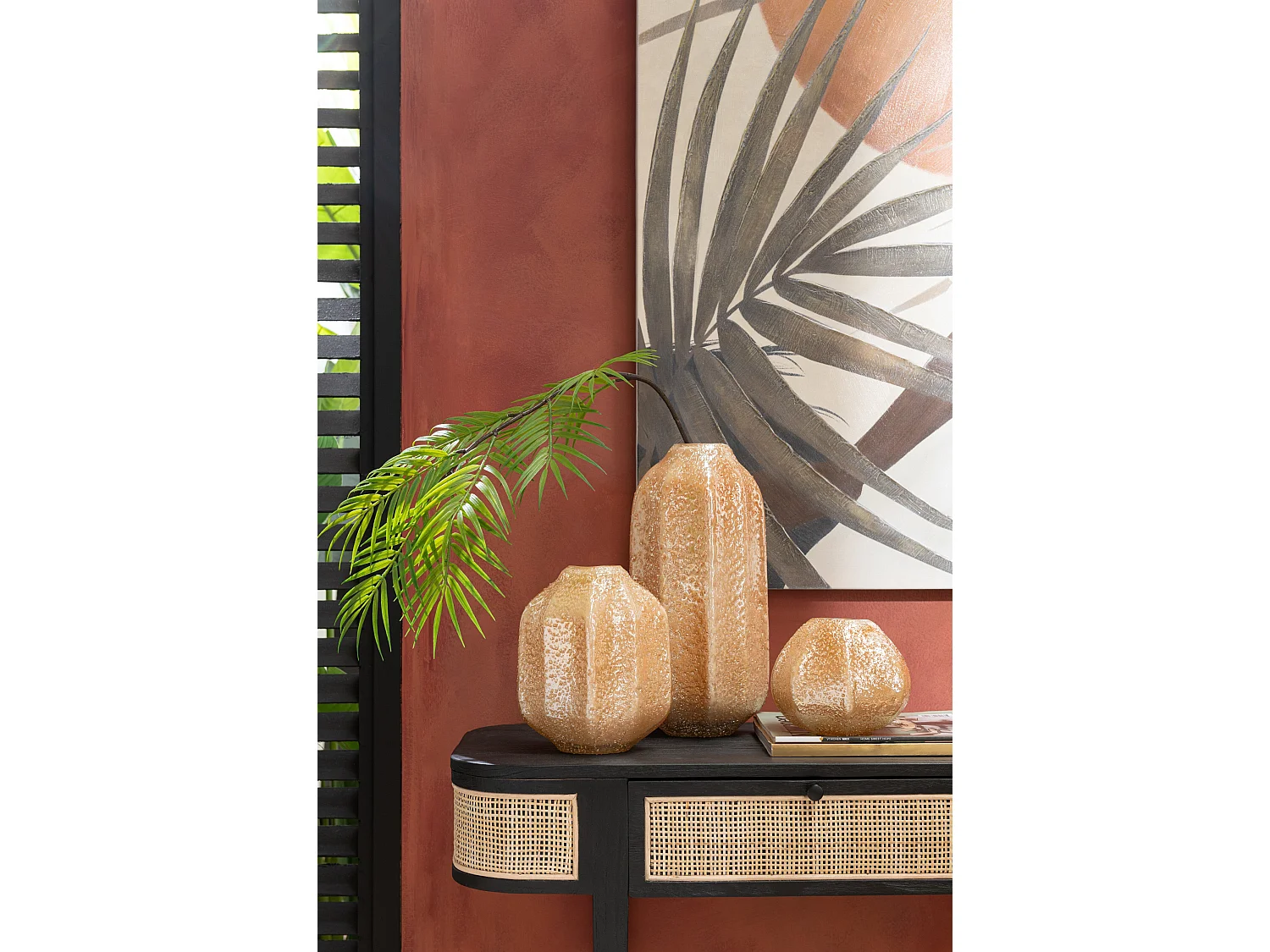 Vase Design en Verre "Corail" 35cm Orange